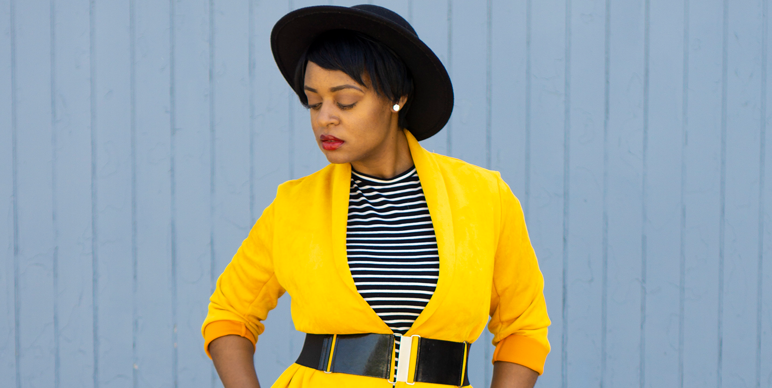 yellow and black outfit idea