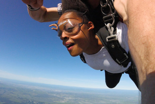 black woman skydiving