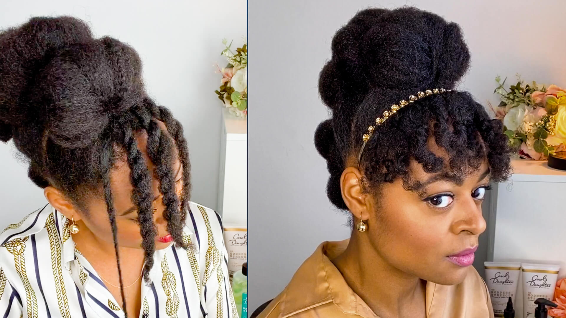 The Perfect High Puff Hair Hack + Bonus Fake Bangs Tutorial on Natural Hair  - LaToya Ebony