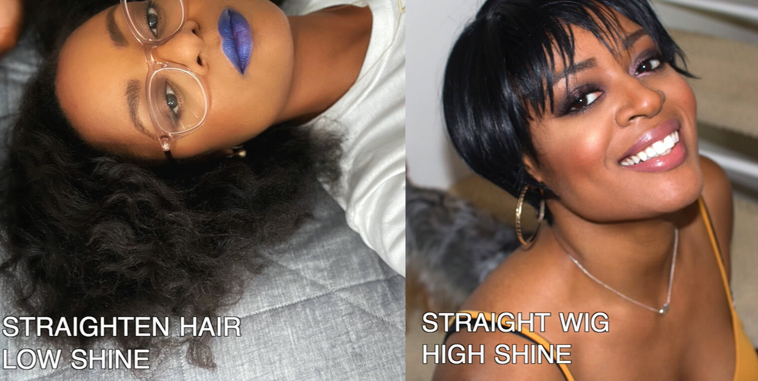 low shine natural hair vs high shine hair