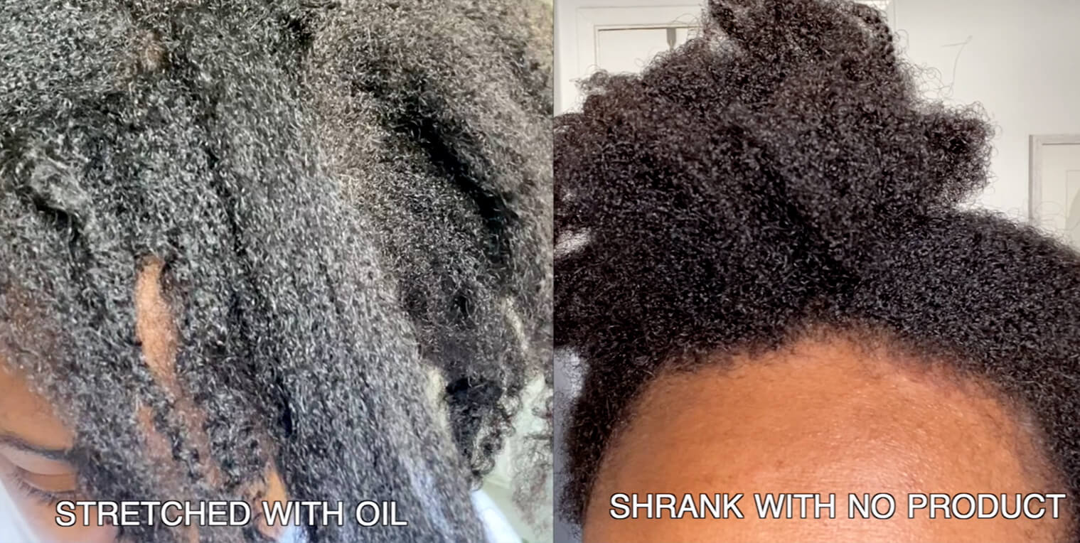 natural hair with oil and without