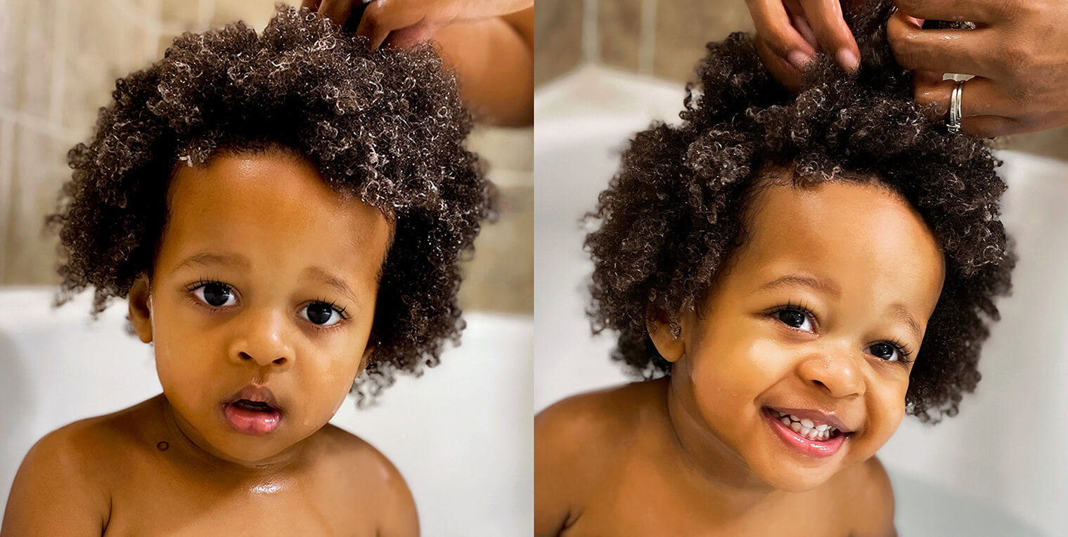 boy toddler curly hair routine