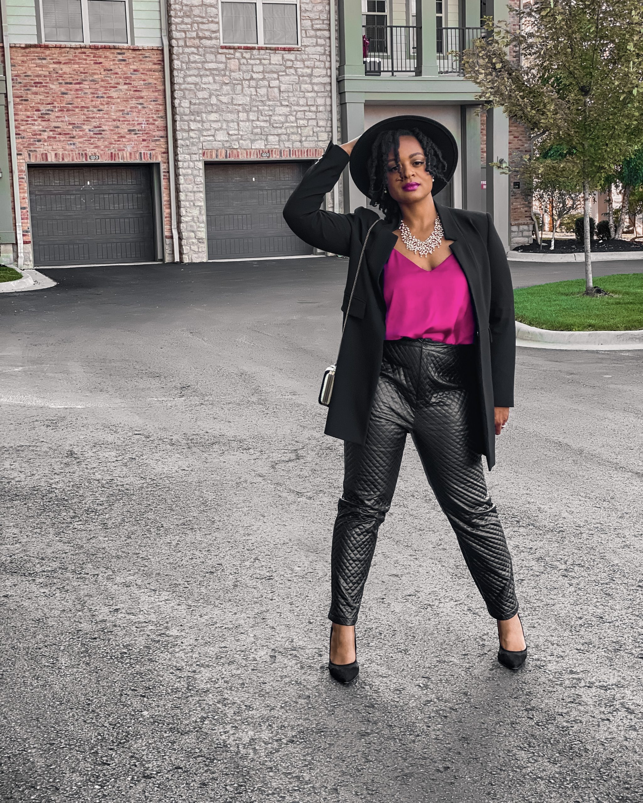 hot pink and black outfit inspiration